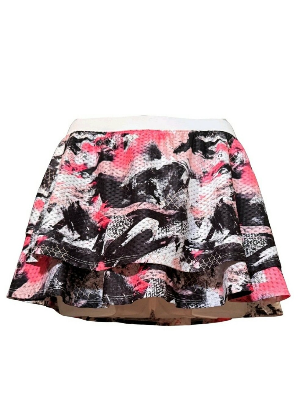 Lija Circle Mesh Layer Skirt Pink Black Abstract Layered Size L Golf Pickleball